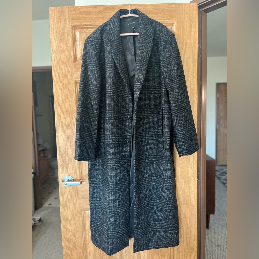 J. Crew Black Plaid Trench Coat